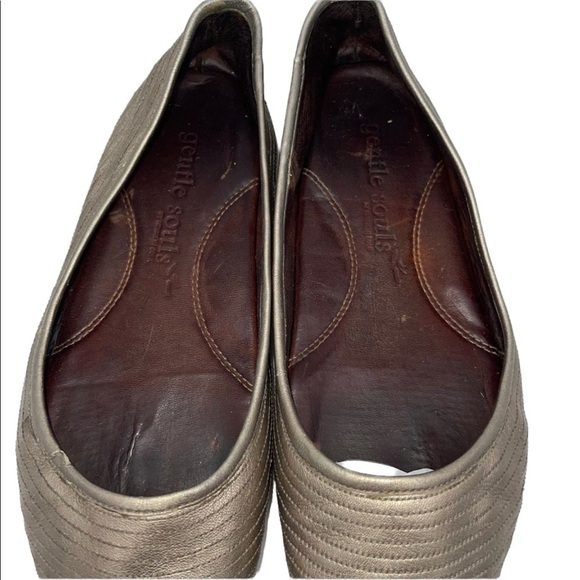 GENTLE SOULS Metallic Pewter Ballet Flats Size 6 - Picture 4 of 7